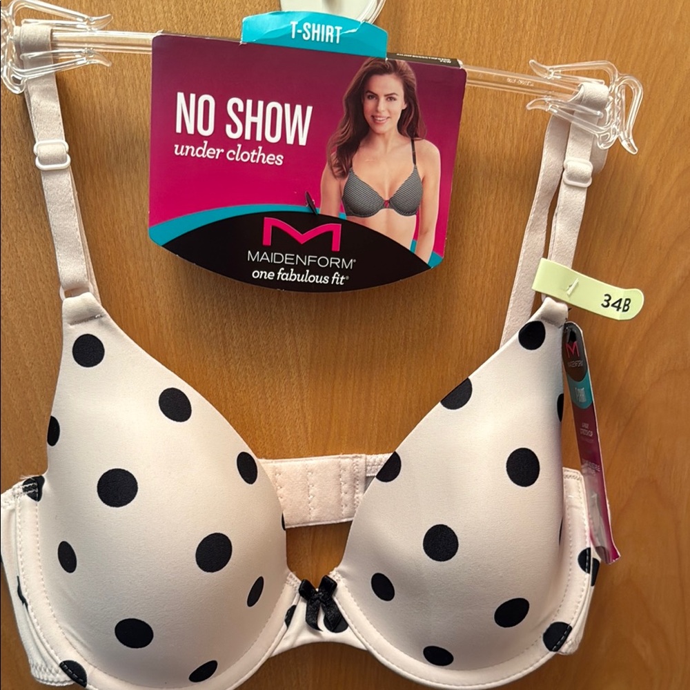 Maidenform Black and White Polka Dot Bra Seamless Intimates